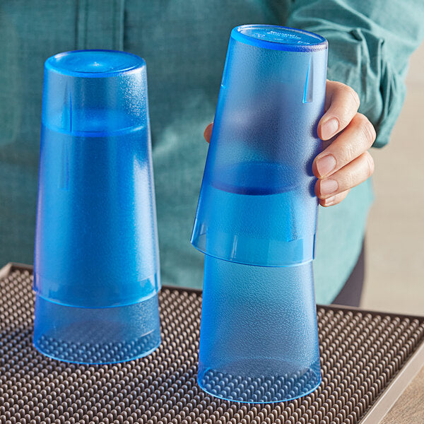 Omcan - 12 Oz Blue Pebbled Tumbler (355 ml), Pack of 100 - 80339