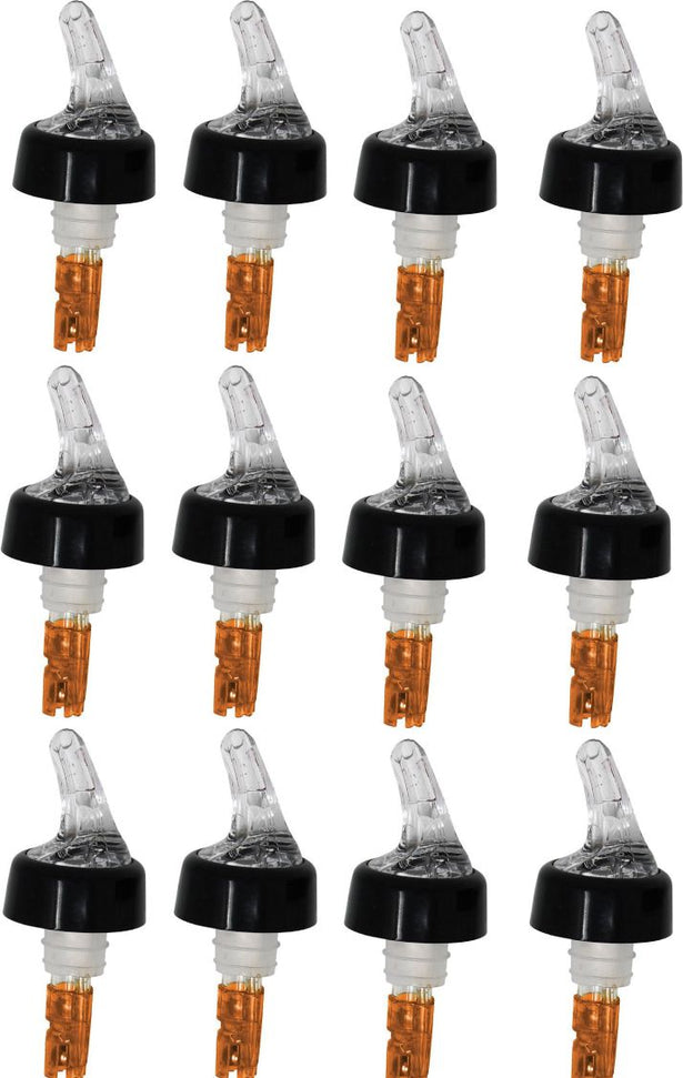 Omcan - 1/2 Oz Clear Spout With Orange Tail Measured Liquor Pourer with Collar, Pack of 60 - 80877