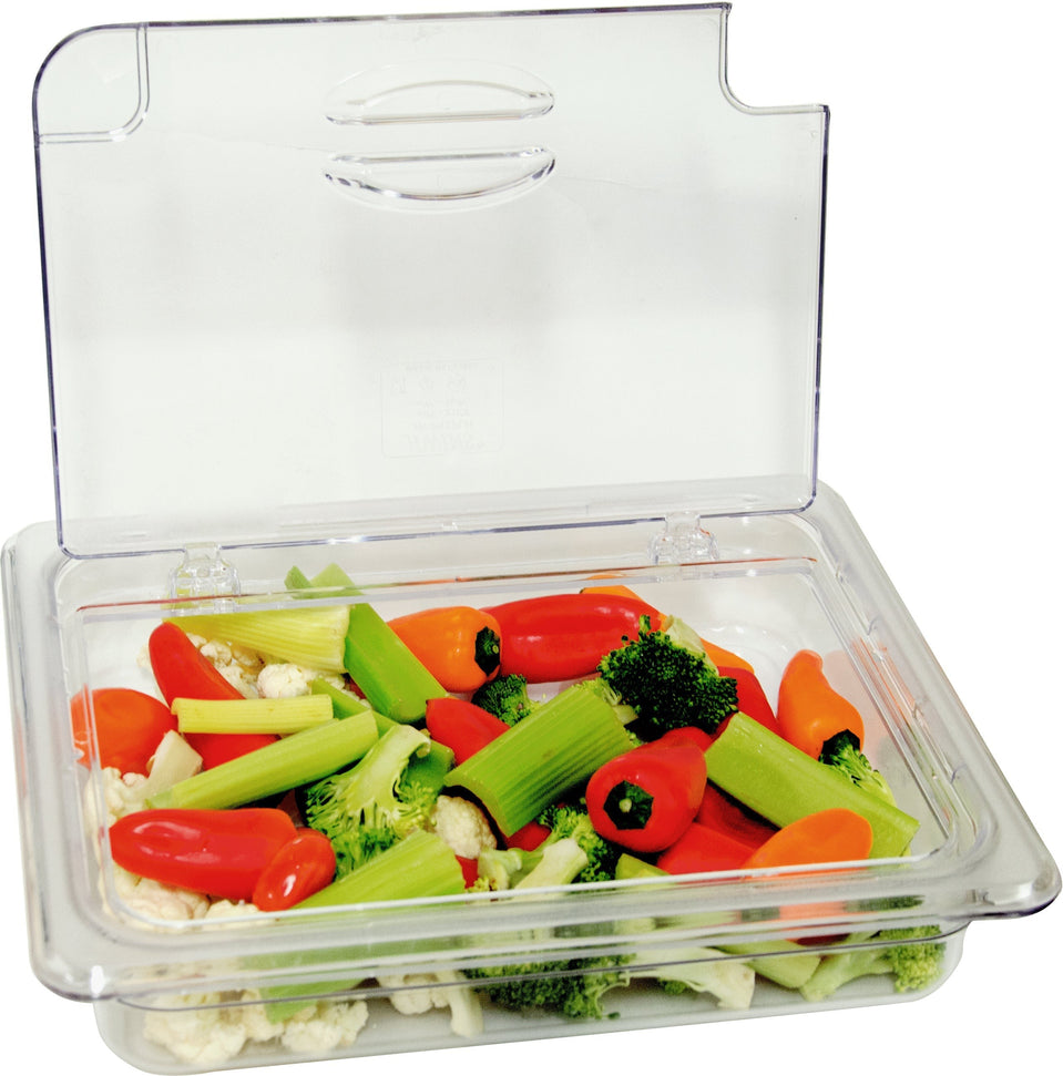 Omcan - 1/2 Polycarbonate Clear Flip Lid with Gap, Pack of 5 - 43639