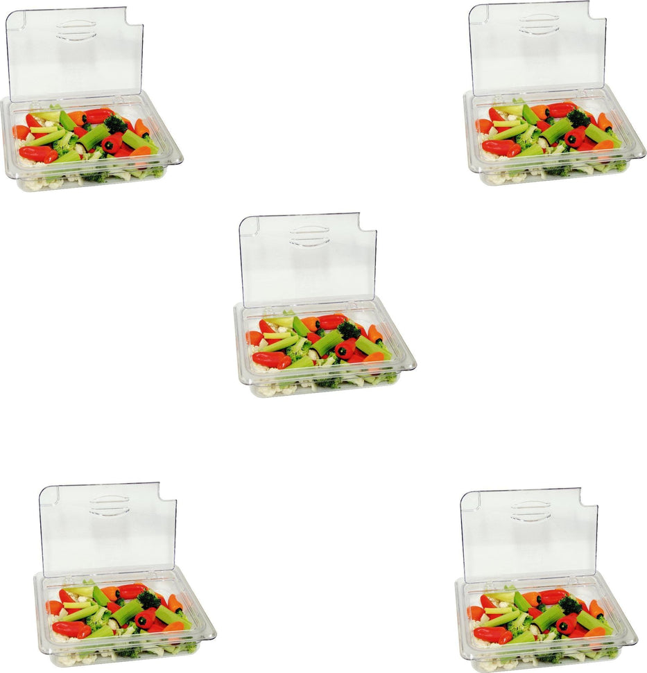 Omcan - 1/2 Polycarbonate Clear Flip Lid with Gap, Pack of 5 - 43639
