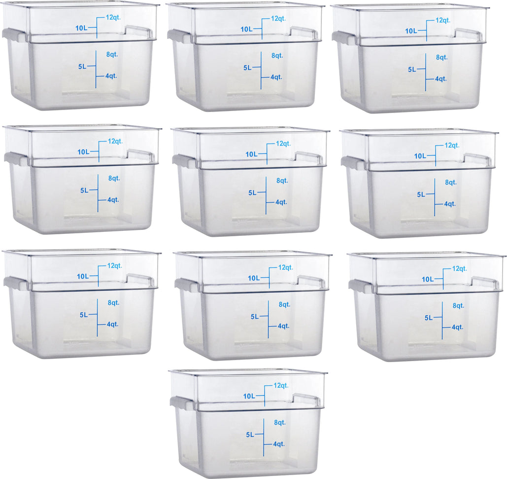 Omcan - 12 QT Clear Square Food Storage Container, Pack of 10 - 80167