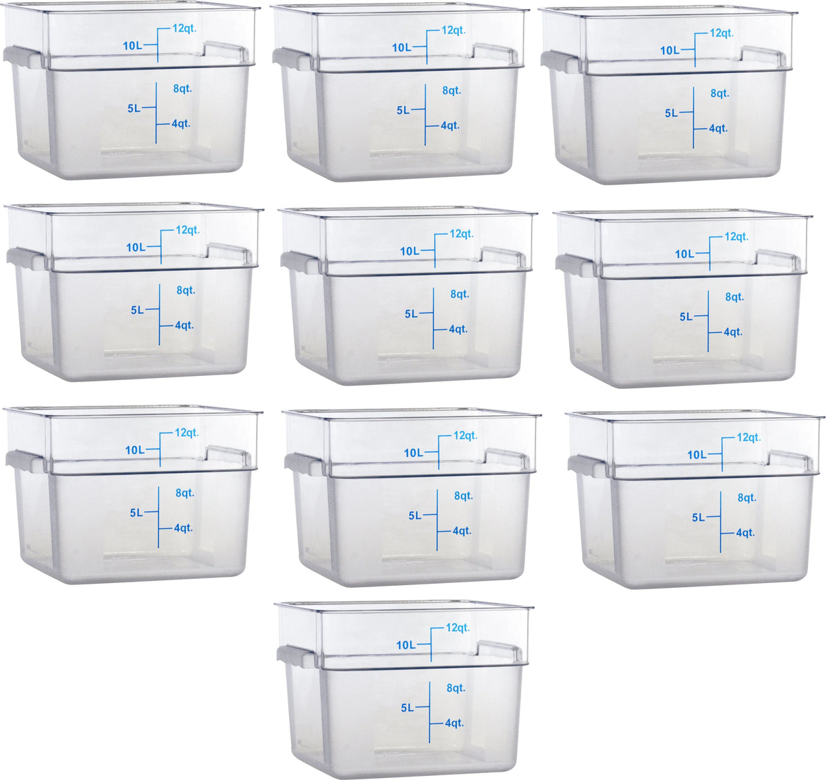 Omcan - 12 QT Clear Square Food Storage Container, Pack of 5 - 80167
