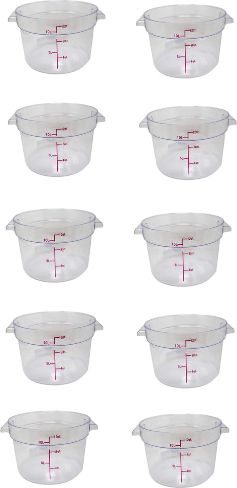 Omcan - 12 QT Polycarbonate Round Food Storage Container, Pack of 10 - 80178
