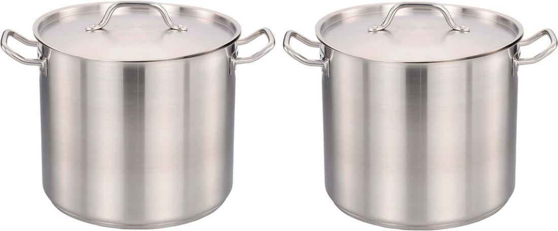 Omcan - 12 QT Stainless Steel Stock Pot with Cover, Pack of 2 - 80438