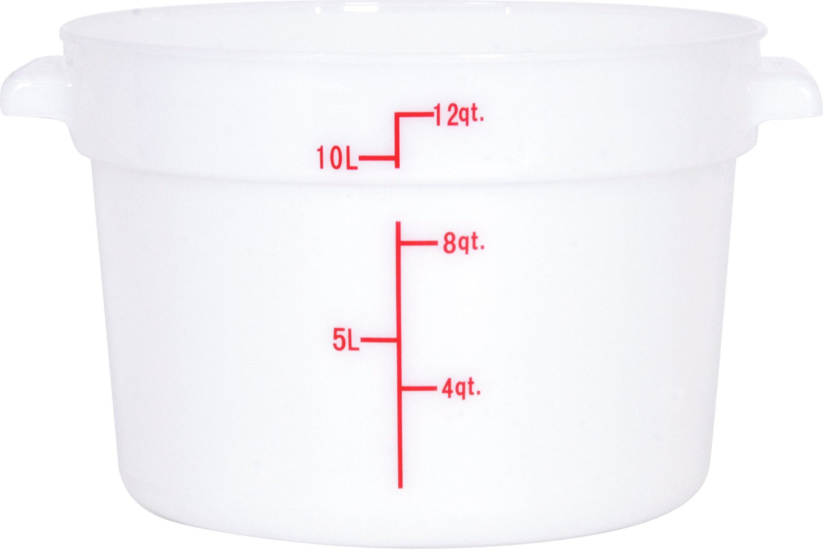 Omcan - 12 QT White Polypropylene Round Food Storage Container, Pack of 10 - 80234