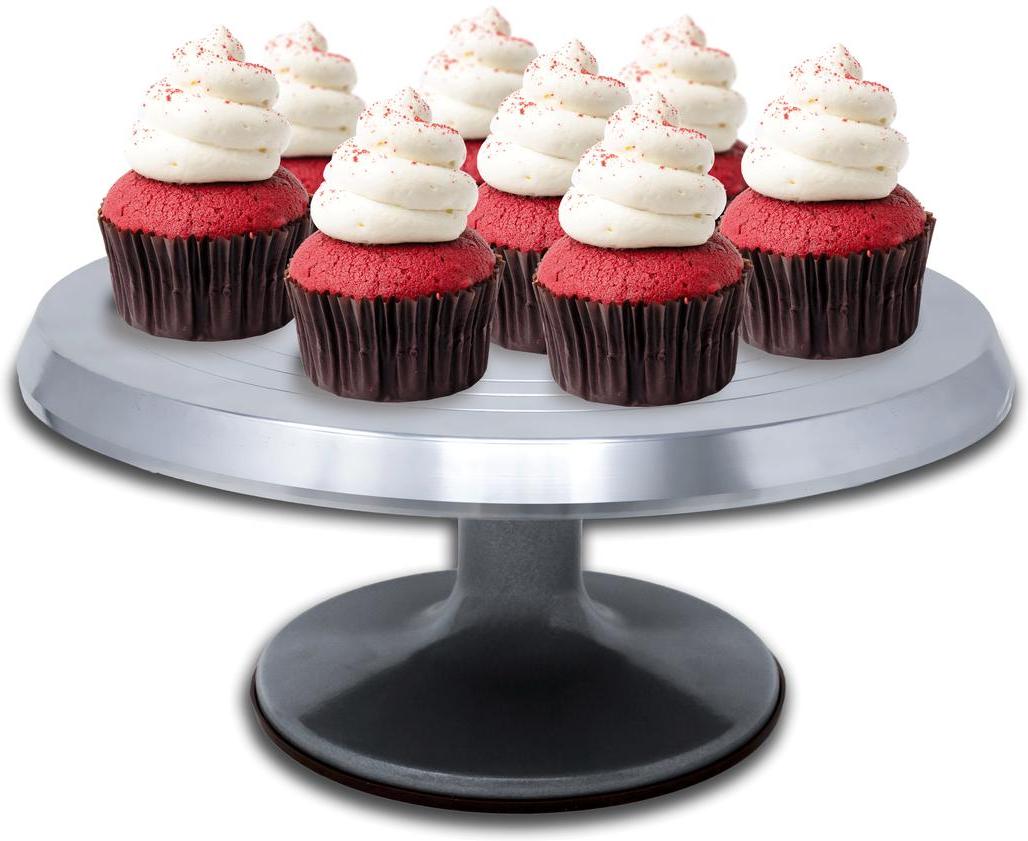 Omcan - 12″ Revolving Cake Non-Slip Base Turntable/Stand, Pack of 36 - 48175