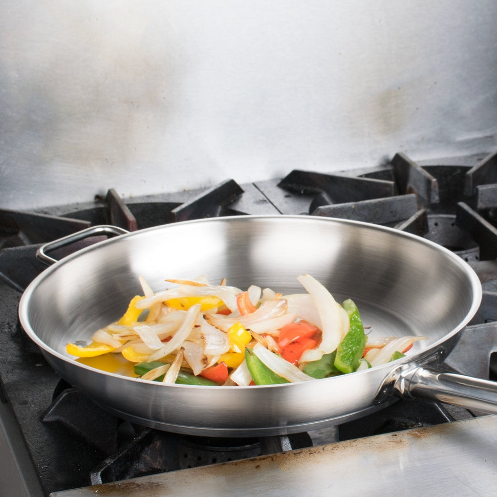 Omcan - 12” Stainless Steel Fry Pan with Helper Handle, Pack of 2 - 80449