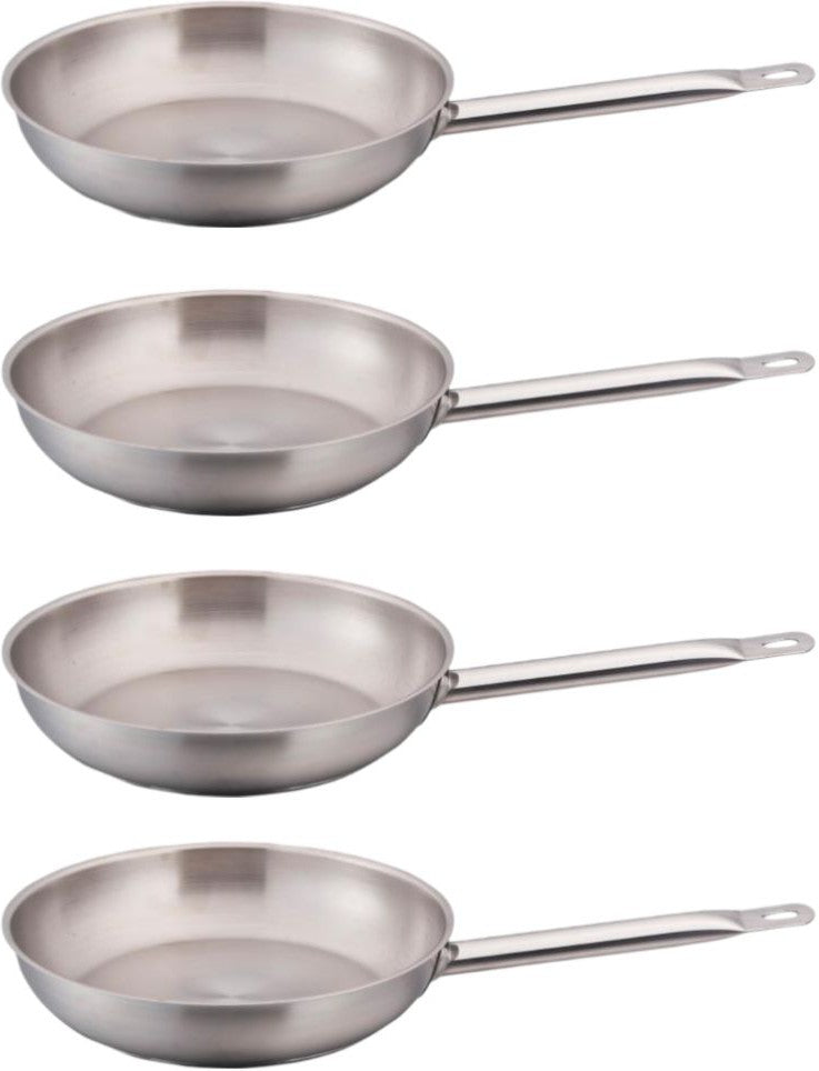 Omcan - 12” Stainless Steel Fry Pan with Helper Handle, Pack of 2 - 80449