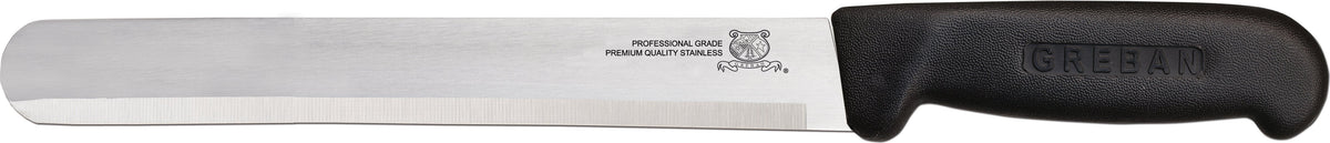 Omcan - 12” Straight Slicer Knife with Black Polypropylene Handle, Pack of 10 - 12524