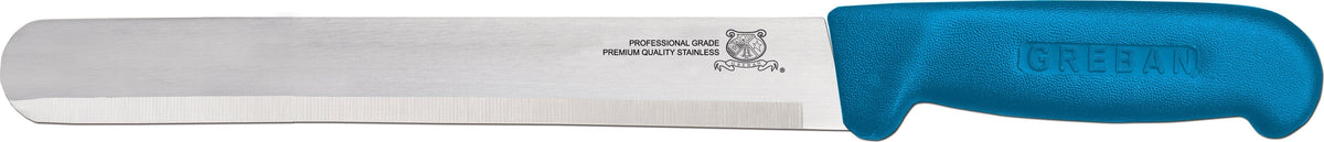 Omcan - 12” Straight Slicer Knife with Blue Polypropylene Handle, Pack of 5 - 12543