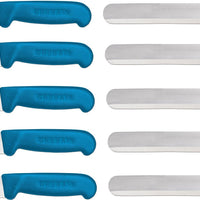 Omcan - 12” Straight Slicer Knife with Blue Polypropylene Handle, Pack of 5 - 12543