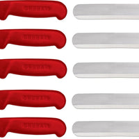 Omcan - 12” Straight Slicer Knife with Red Polypropylene Handle, Pack of 5 - 12553