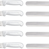 Omcan - 12” Straight Slicer Knife with White Polypropylene Handle, Pack of 10 - 12566