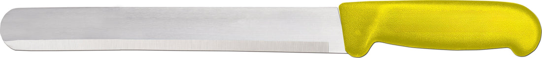 Omcan - 12” Straight Slicer Knife with Yellow Polypropylene Handle, Pack of 10 - 12559