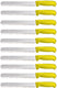 Omcan - 12” Straight Slicer Knife with Yellow Polypropylene Handle, Pack of 10 - 12559