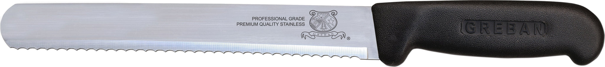 Omcan - 12” Straight Wave Edge Blade Slicer Knife with Black Handle, 10/cs - 12696
