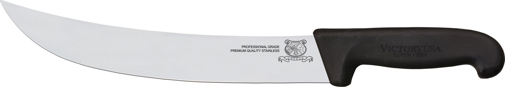 Omcan - 12” Victoria USA Steak Knife with Black Super Fiber Handle, 4/cs - 12866