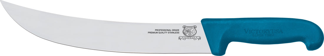 Omcan - 12” Victoria USA Steak Knife with Blue Super Fiber Handle, Pack of 4 - 23886