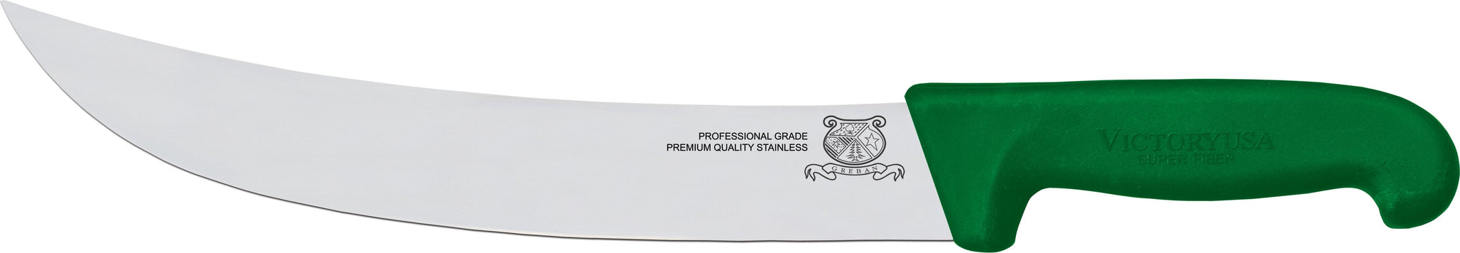 Omcan - 12” Victoria USA Steak Knife with Green Super Fiber Handle, 4/cs - 23887