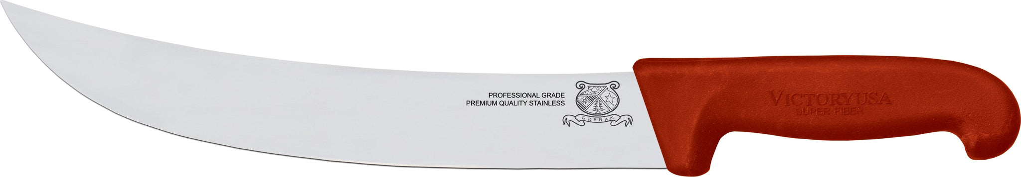 Omcan - 12” Victoria USA Steak Knife with Red Super Fiber Handle, 4/cs - 23888