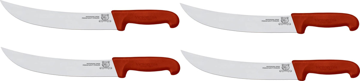 Omcan - 12” Victoria USA Steak Knife with Red Super Fiber Handle, Pack of 2 - 23888