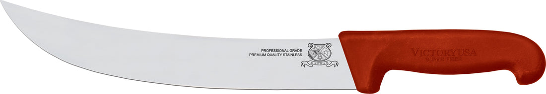 Omcan - 12” Victoria USA Steak Knife with Red Super Fiber Handle, Pack of 4 - 23888