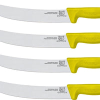 Omcan - 12” Victoria USA Steak Knife with Yellow Super Fiber Handle, Pack of 4 - 23889