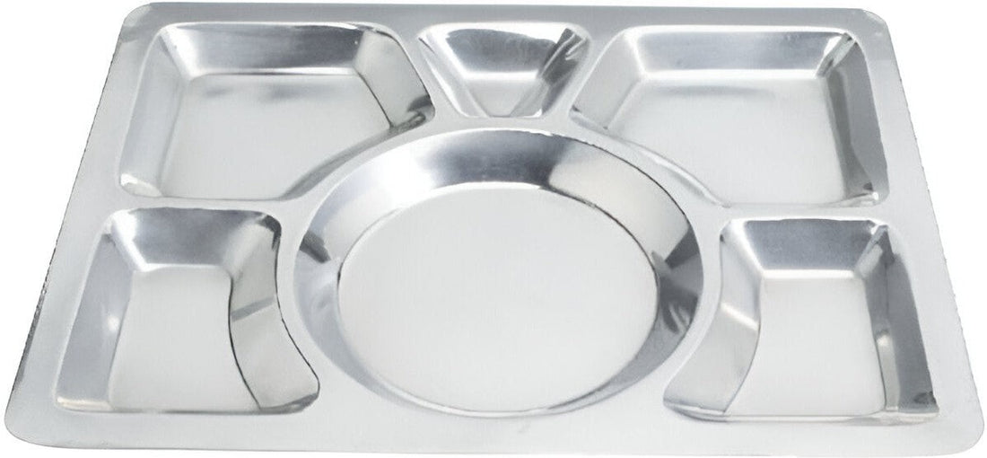 Omcan - 12 x 16" Stainless Steel 6 Compartment Mess Trays, Pack of 10 - 80776