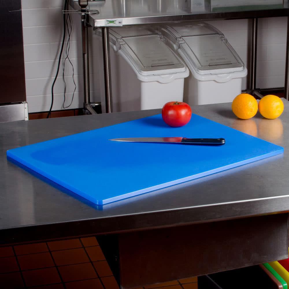Omcan - 12" x 18" Blue Rigid Cutting Board, Pack of 10 - 41197