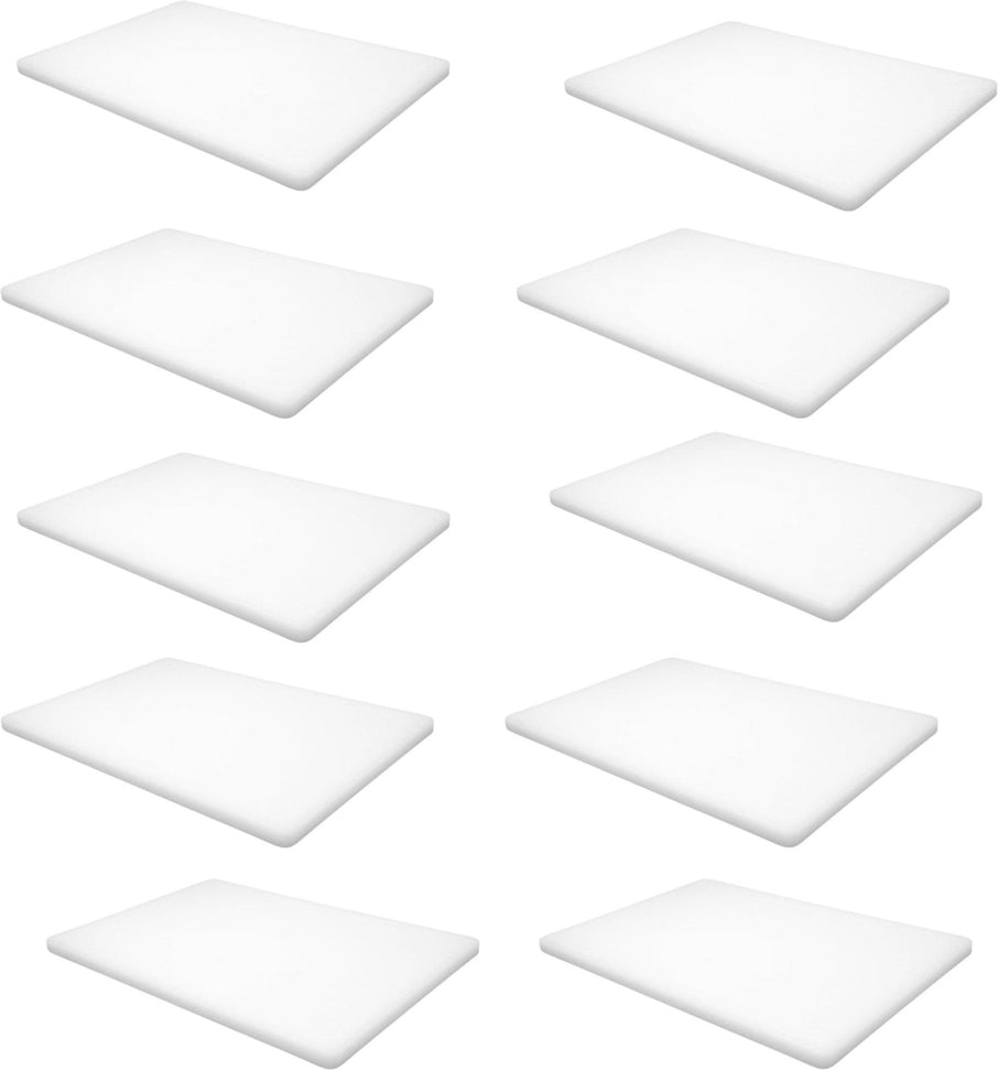 Omcan - 12″ x 18″ x 0.75″ Polyethylene White Cutting Board, Pack of 10 - 41414