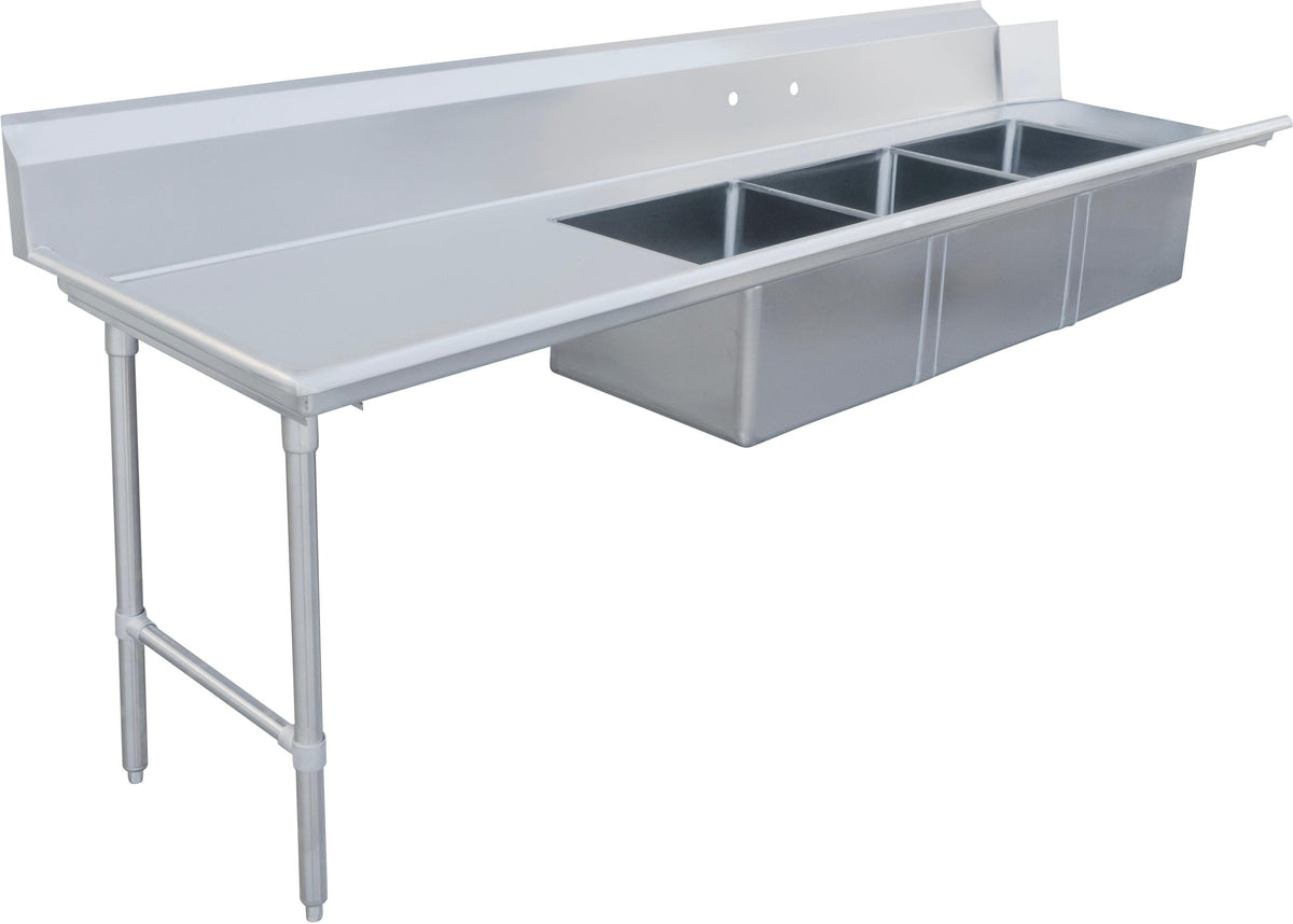 Omcan - 120" Left Side Soiled Dish Table with Three Sinks - 48503