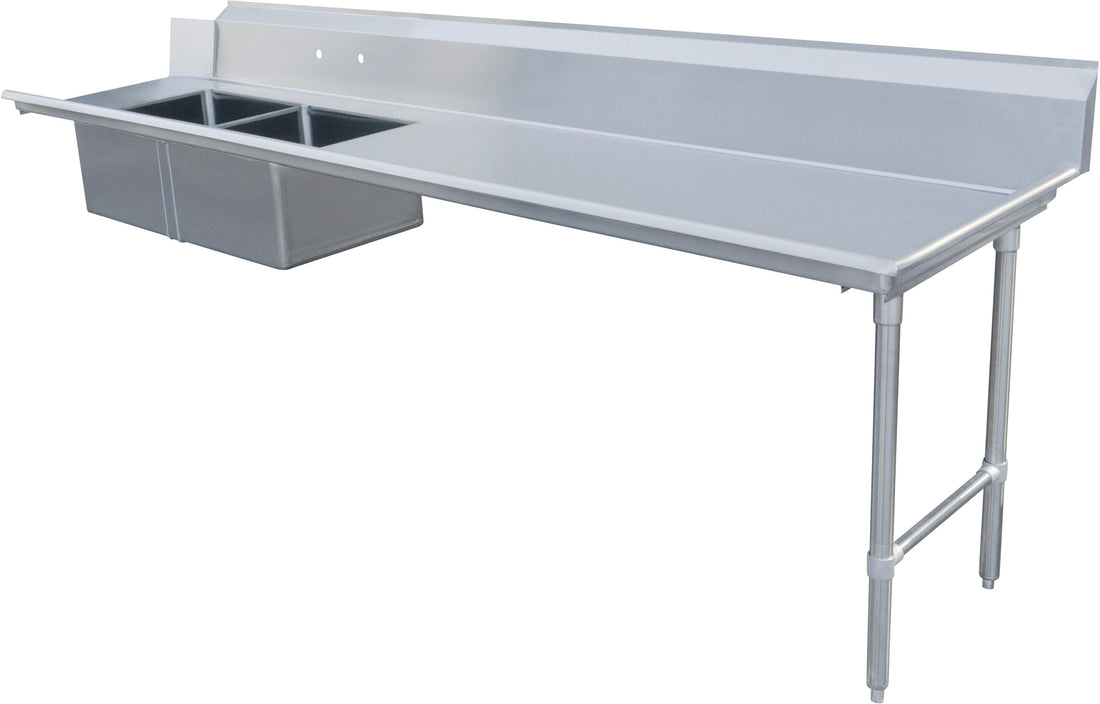 Omcan - 120" Right Side Soiled Dish Table with Two Sinks - 48494