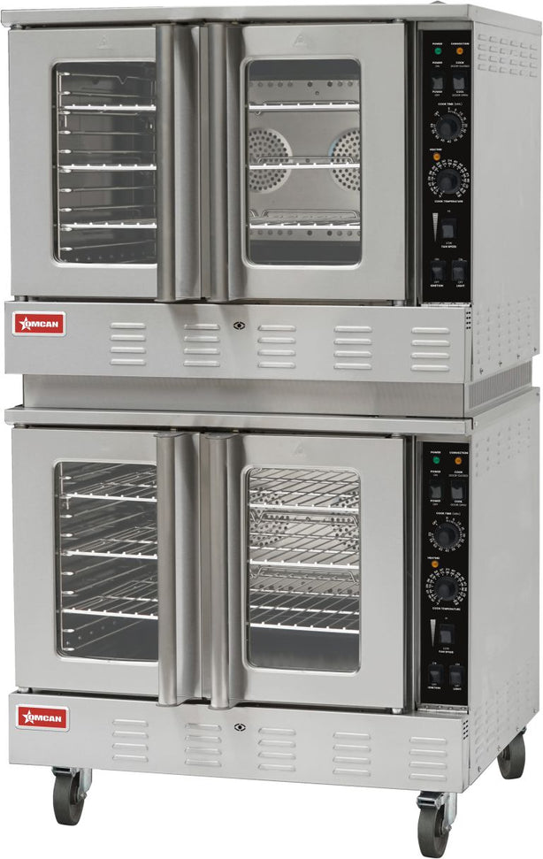 Omcan - 120,000 BTU Double Deck Full Size Natural Gas Convection Oven - 48060