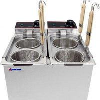 Omcan - 120V, 4 L (x2) Capacity Countertop Electric Pasta Cooker With 4 Round Basket - CE-CN-0004-B