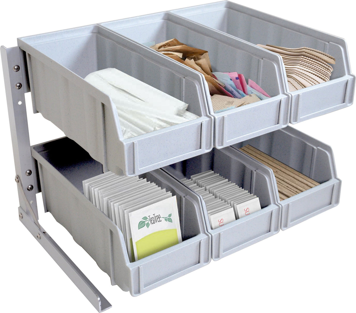 Omcan - 12.37" x 12" x 16.75" Six Grid Multi Functional Plastic Condiment Organizer with Removable Compartments - 43642
