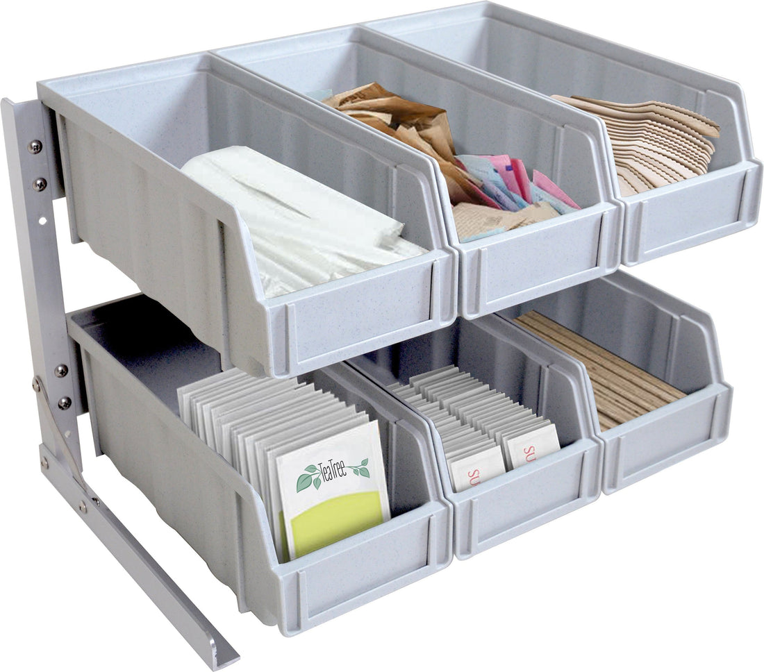 Omcan - 12.37" x 12" x 16.75" Six Grid Multi Functional Plastic Condiment Organizer with Removable Compartments, Pack of 2 - 43642