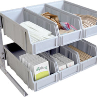 Omcan - 12.37" x 12" x 16.75" Six Grid Multi Functional Plastic Condiment Organizer with Removable Compartments, Pack of 2 - 43642