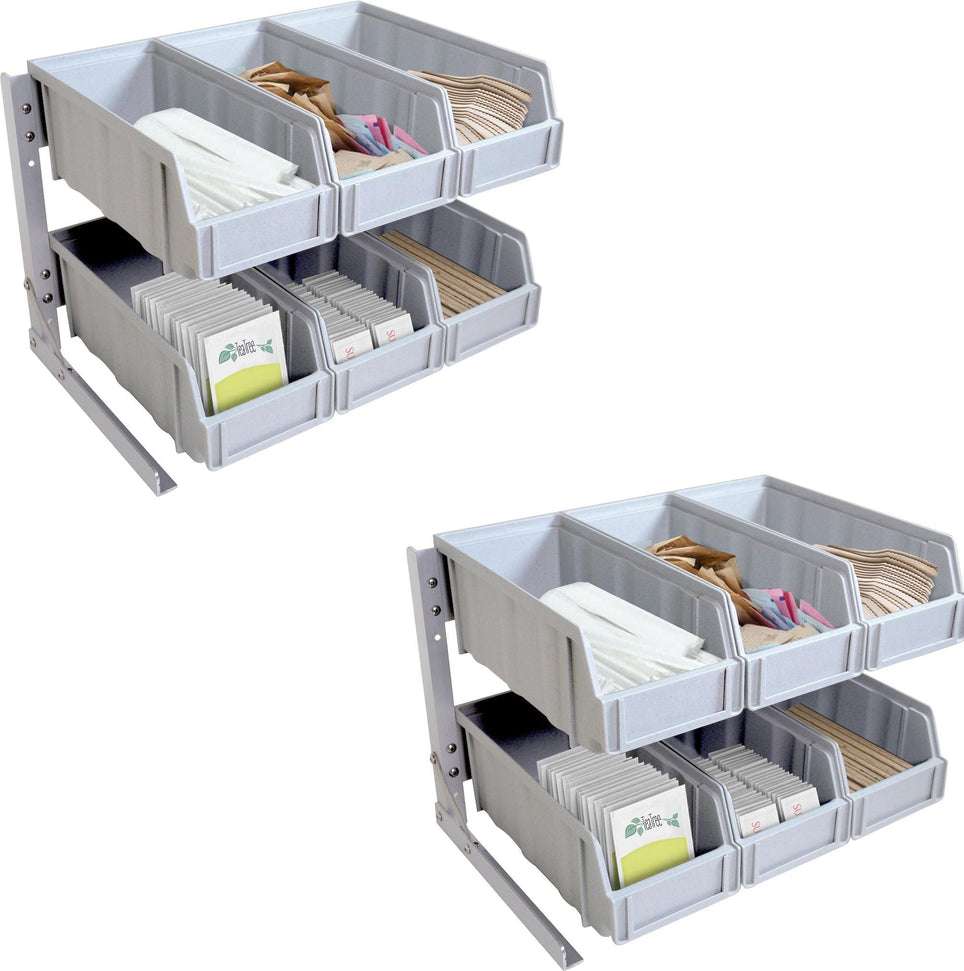 Omcan - 12.37" x 12" x 16.75" Six Grid Multi Functional Plastic Condiment Organizer with Removable Compartments, Pack of 2 - 43642