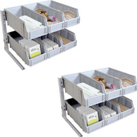 Omcan - 12.37" x 12" x 16.75" Six Grid Multi Functional Plastic Condiment Organizer with Removable Compartments, Pack of 2 - 43642