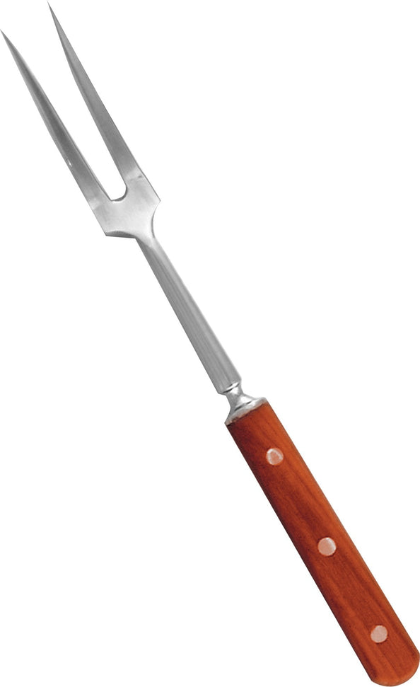 Omcan - 12.5” Heavy-Duty Fork with Short Wood Handle, Pack of 10 - 14145