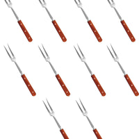 Omcan - 12.5” Heavy-Duty Fork with Short Wood Handle, Pack of 10 - 14145