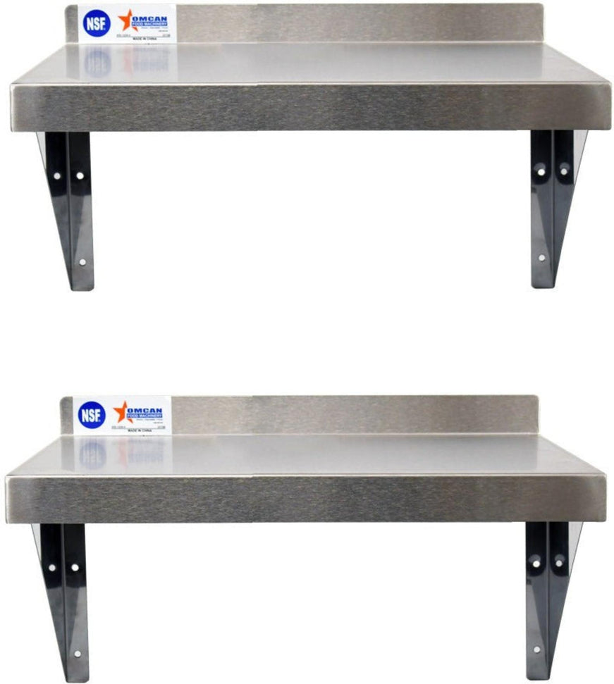 Omcan - 12.75” x 60” Stainless Steel Wall Shelf, Pack of 2 - 22111