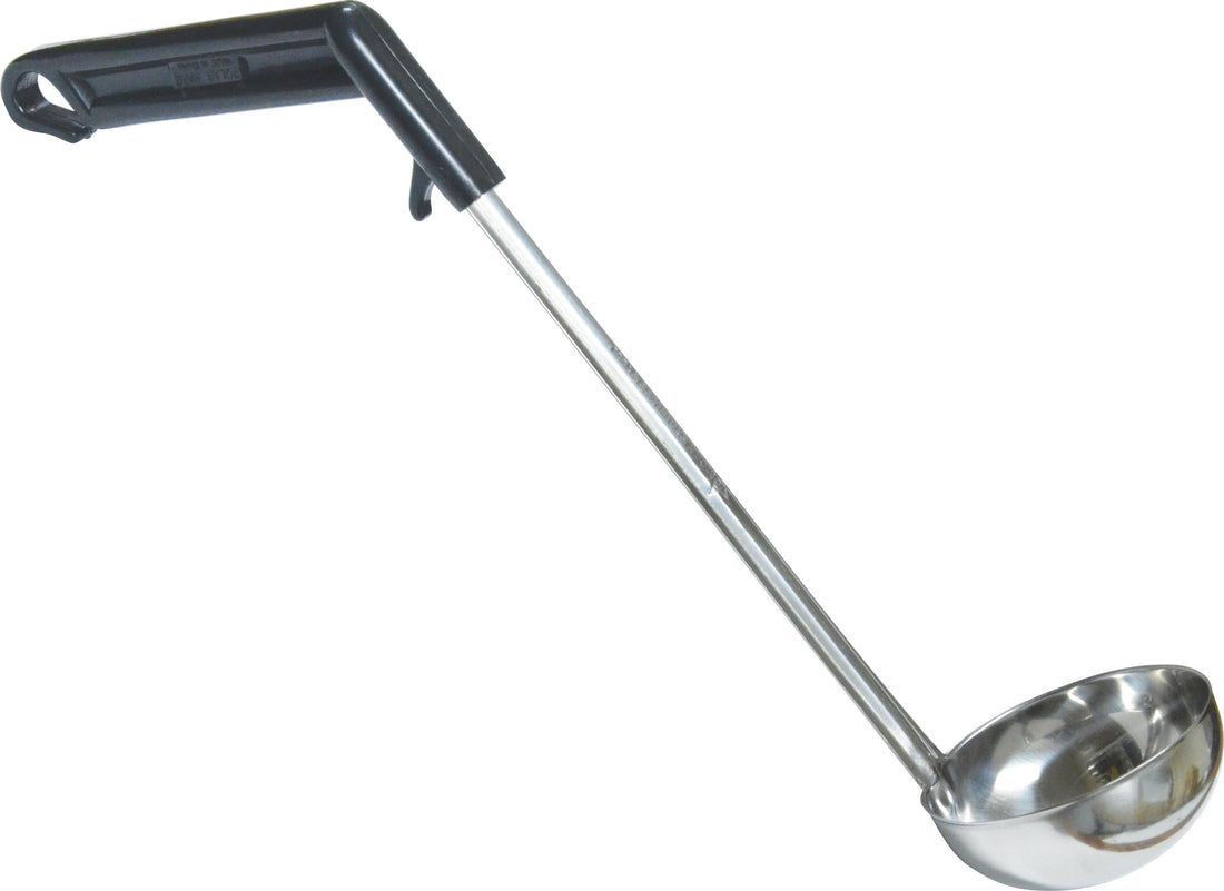 Omcan - 13" (4 oz - 118 ml) Two Piece Ladle with Pot Rim Hook, Pack of 15 - 80321
