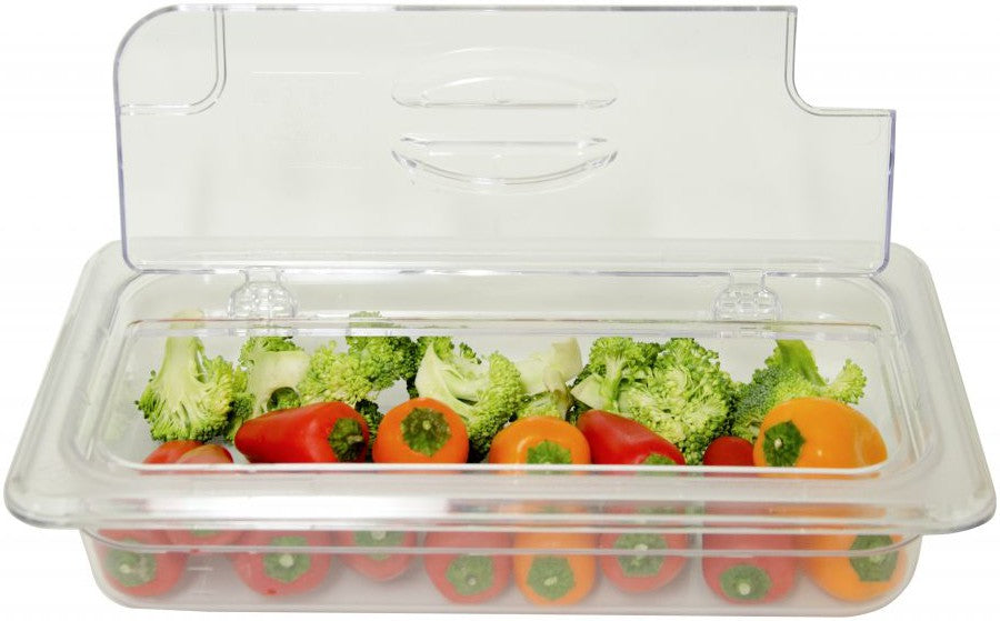 Omcan - 1/3 Polycarbonate Clear Flip Lid with Gap, Pack of 6 - 43640