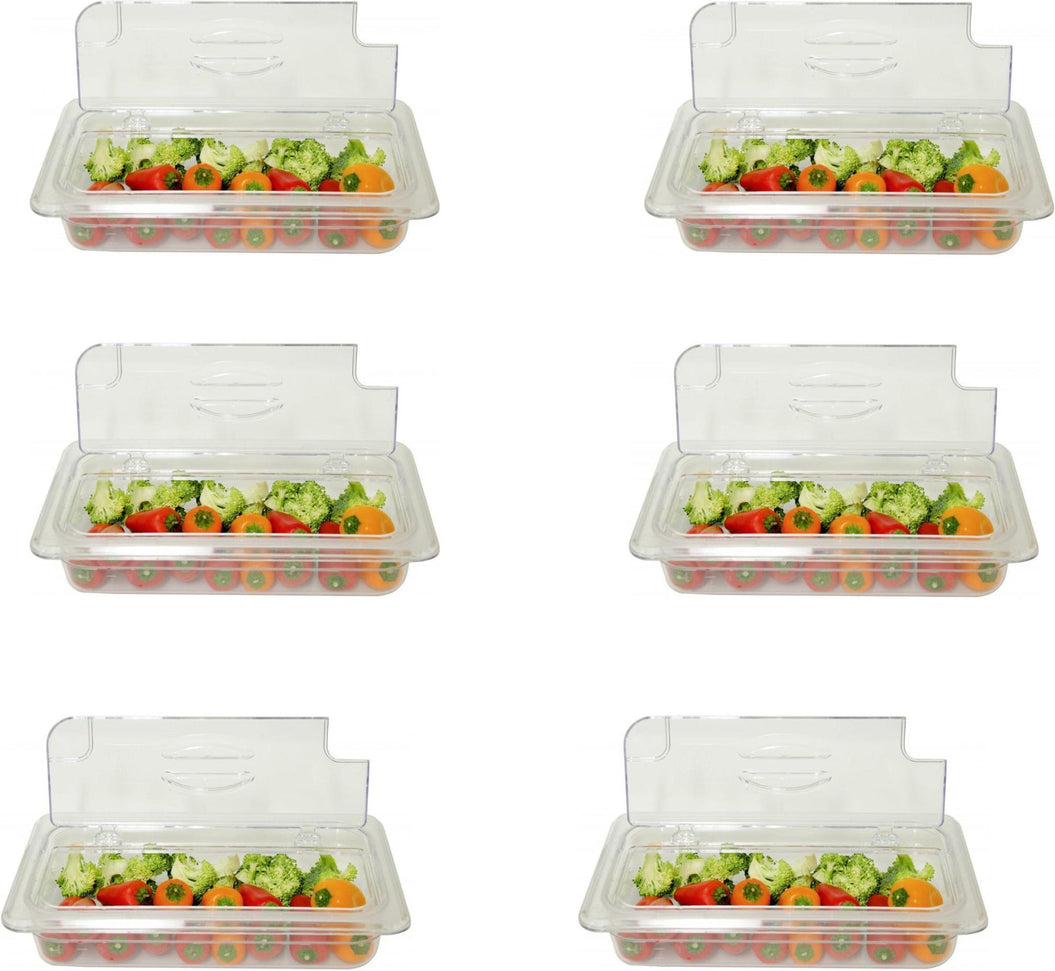 Omcan - 1/3 Polycarbonate Clear Flip Lid with Gap, Pack of 6 - 43640