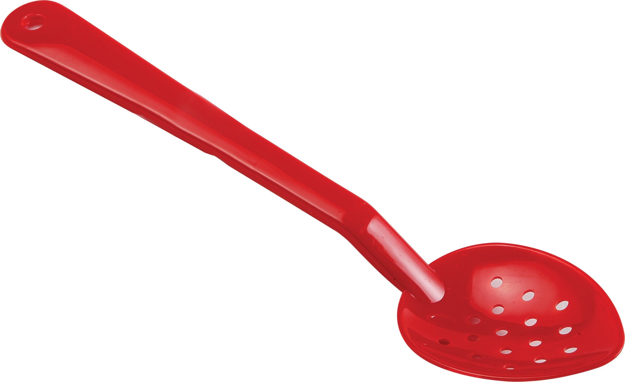 Omcan - 13" Red Perforated Serving Spoon, 100/cs - 85097