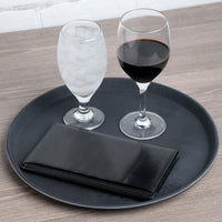 Omcan - 14" Black Round Non-Slip Service Tray (356 mm), Pack of 15 - 80109