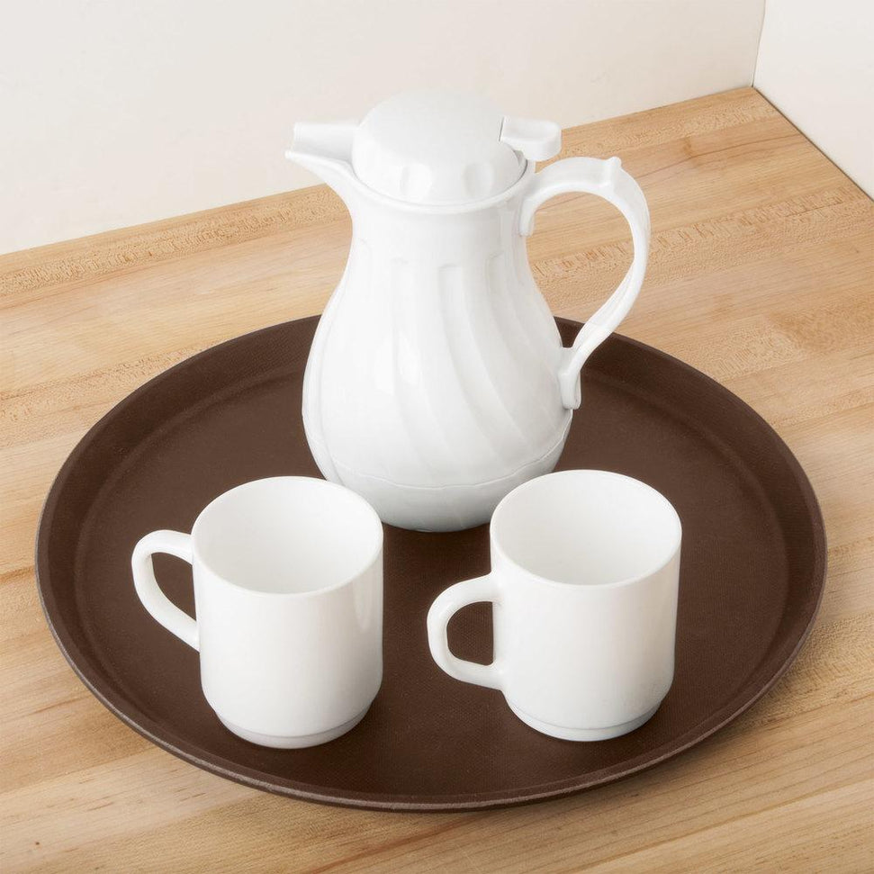 Omcan - 14" Brown Round Non-Slip Service Tray (356 mm), Pack of 15 - 80110