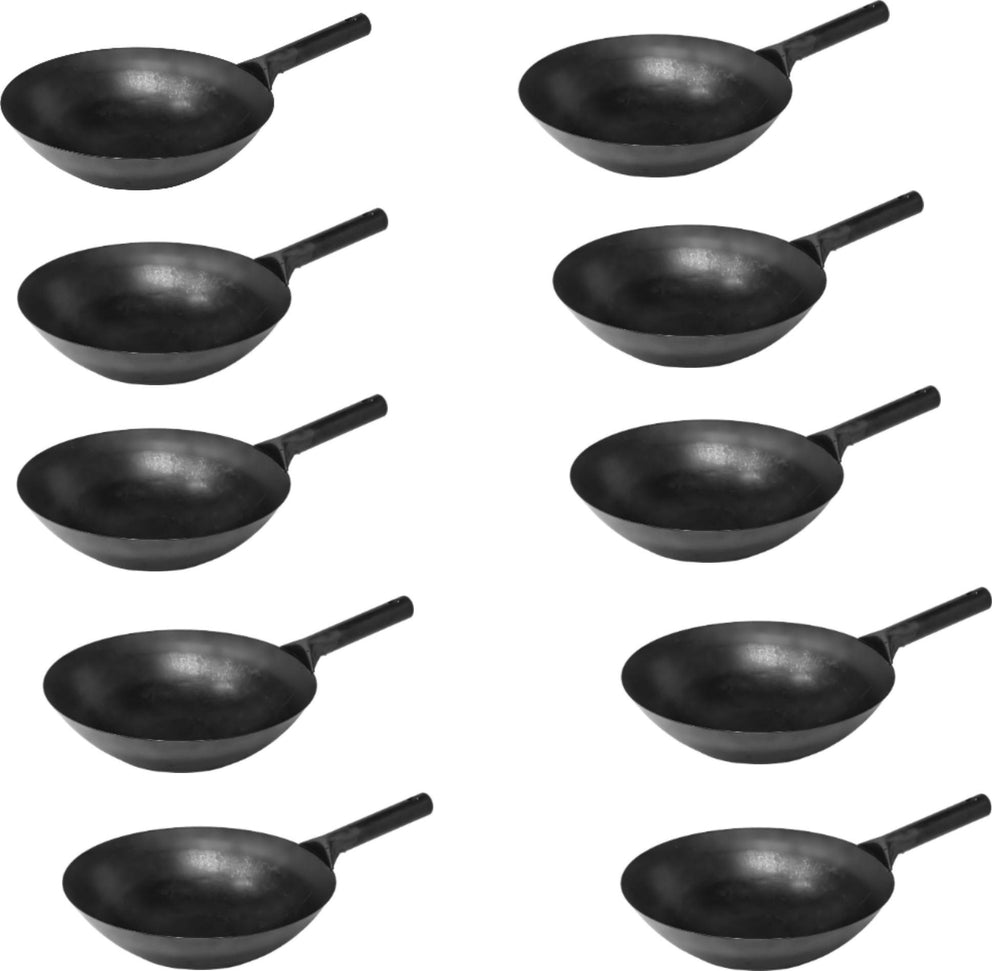 Omcan - 14" Mandarin Wok Black Iron With Welded Joint, Pack of 10 - 47541