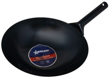 Omcan - 14" Mandarin Wok Black Iron With Welded Joint, Pack of 5 - 47541